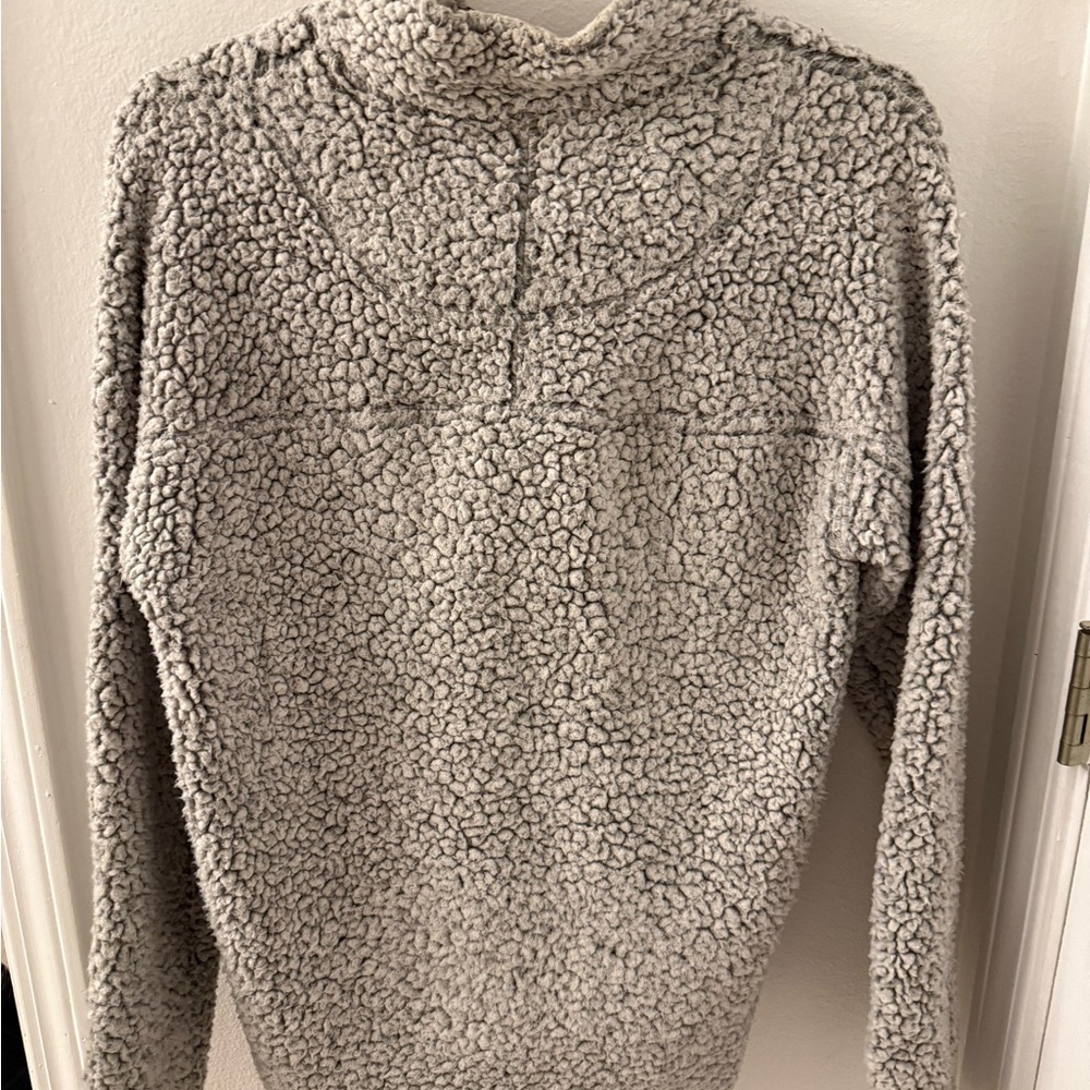 True Grit Light Gray Zip-Up Sherpa Sweater - Picture 2 of 2